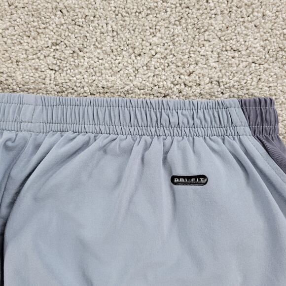 Nike Womens Dri Fit Shorts M Blue Gray Brief Lined Gym Running Active Pull On - Picture 10 of 12